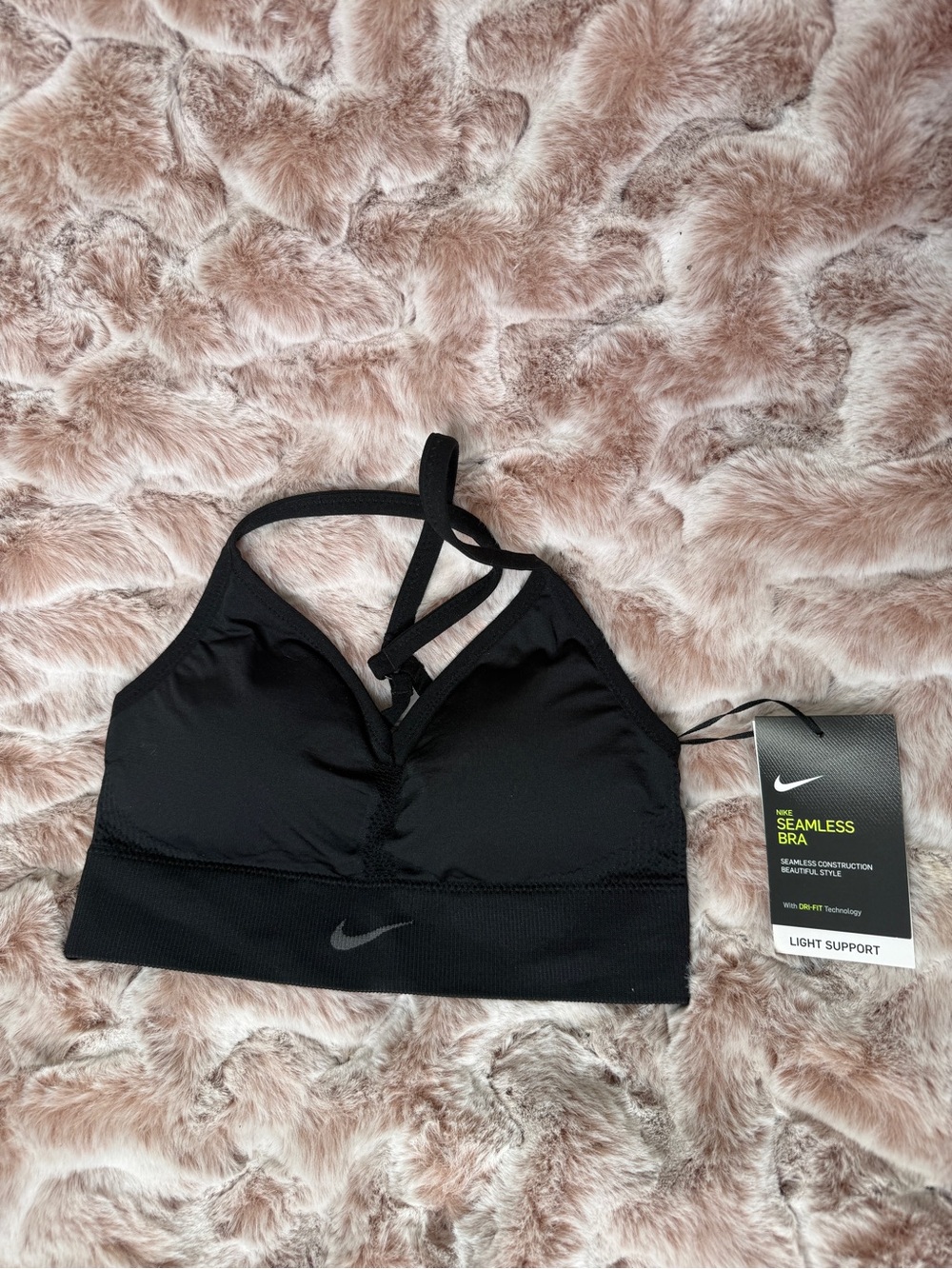 Nike Black Seamless Light Support Sports Bra with Strappy Back